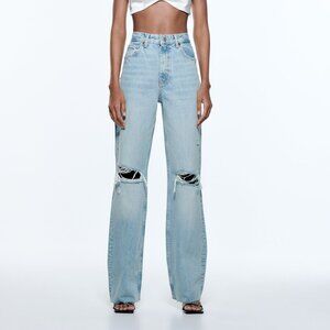 ZARA high waisted ripped jeans